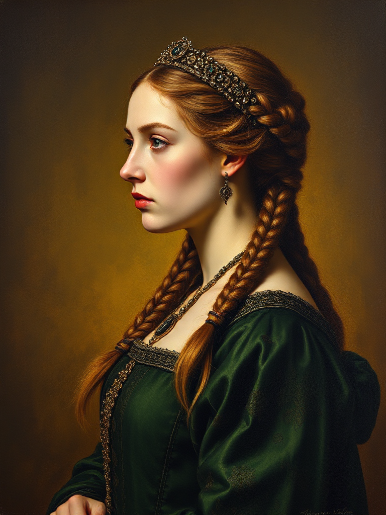 Arthurian noble lady in a classical portrait style generated by Asset Factory