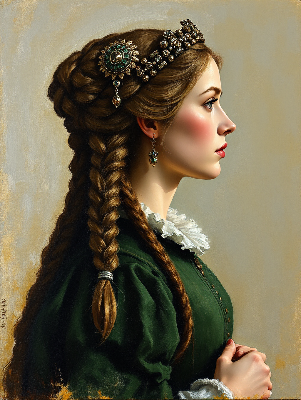 The same Arthurian noble lady rendered in an impressionist style