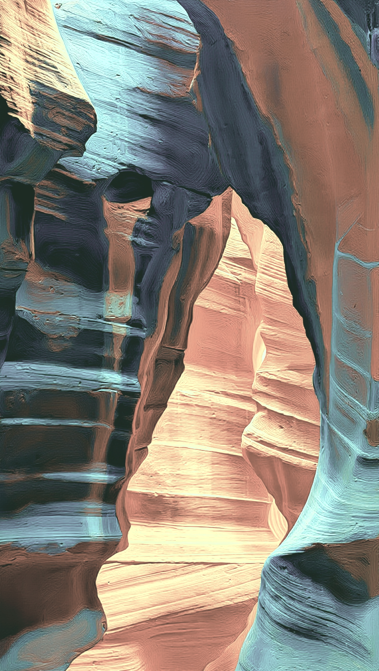 Antelope Canyon rendered in an acrylic style through the Custom Studio workflow